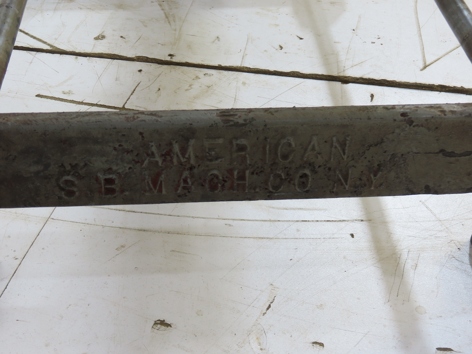 American S.B. Mach Co. Industrial Machine Table Cast Iron Stand Legs Base 7FT L
