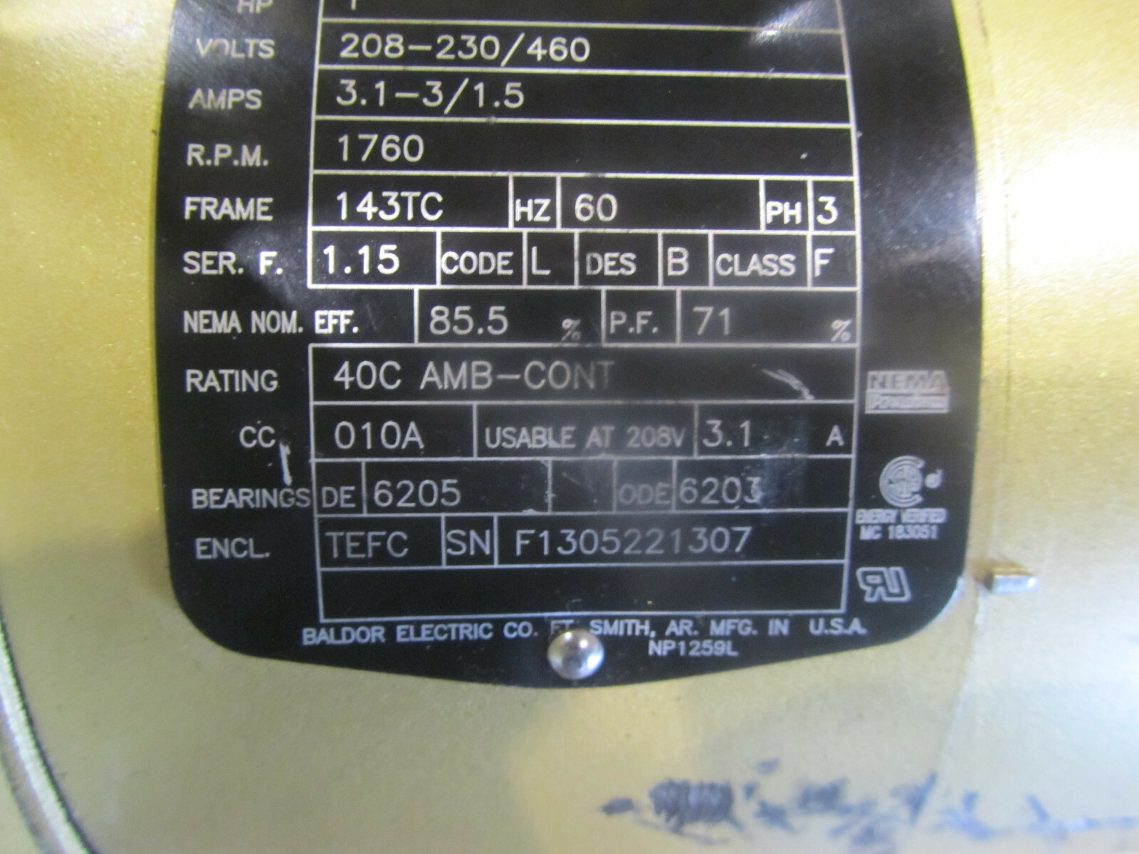 CONE DRIVE B051015.WA6 V1 GEAR REDUCER 15:1 RATIO WITH BALDOR SUPER-E 1HP MOTOR