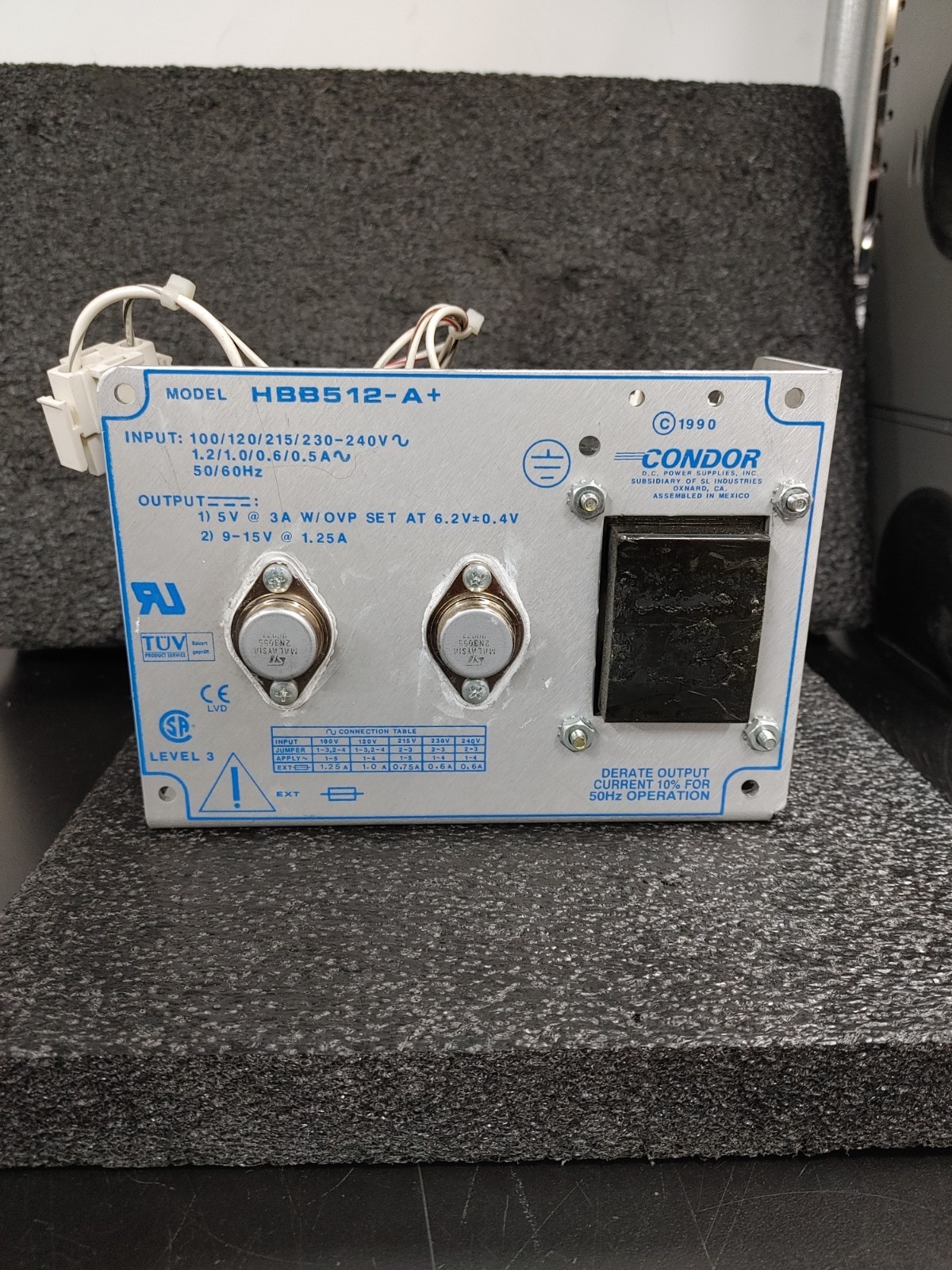 CONDOR HBB512-A+ 5VDC 3A W/OVP Output Power Supply