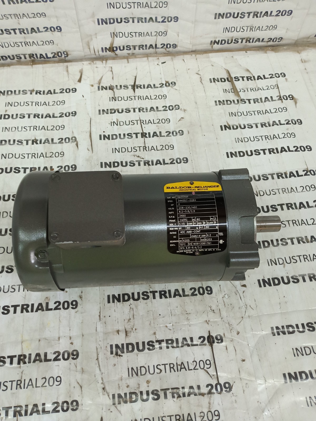 2HP BALDOR VM3555T MOTOR FRAME 143TC PH 3 VOLTS 208