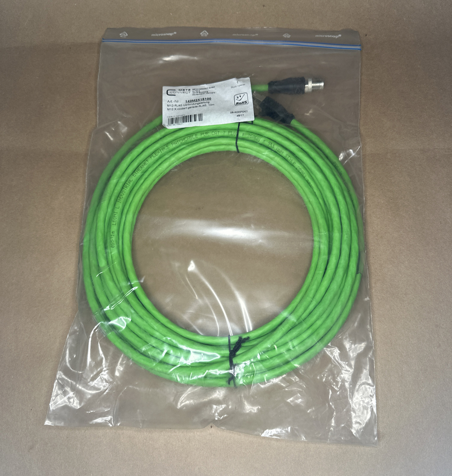 Metz Connect 142M2X15100 M12-RJ45 10m