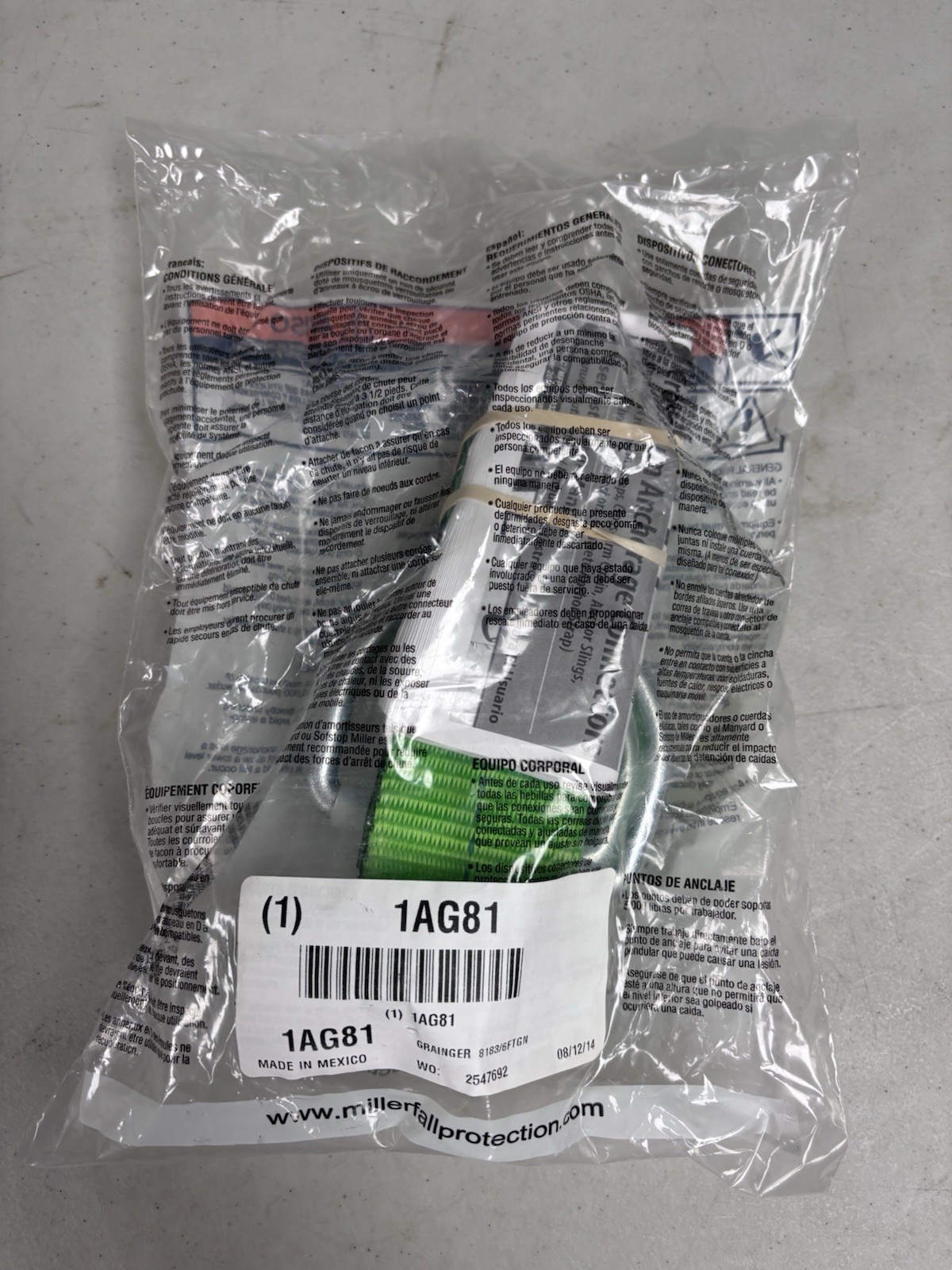 NOS MILLER GREEN CROSS ARM STRAP 8183/6FTGN