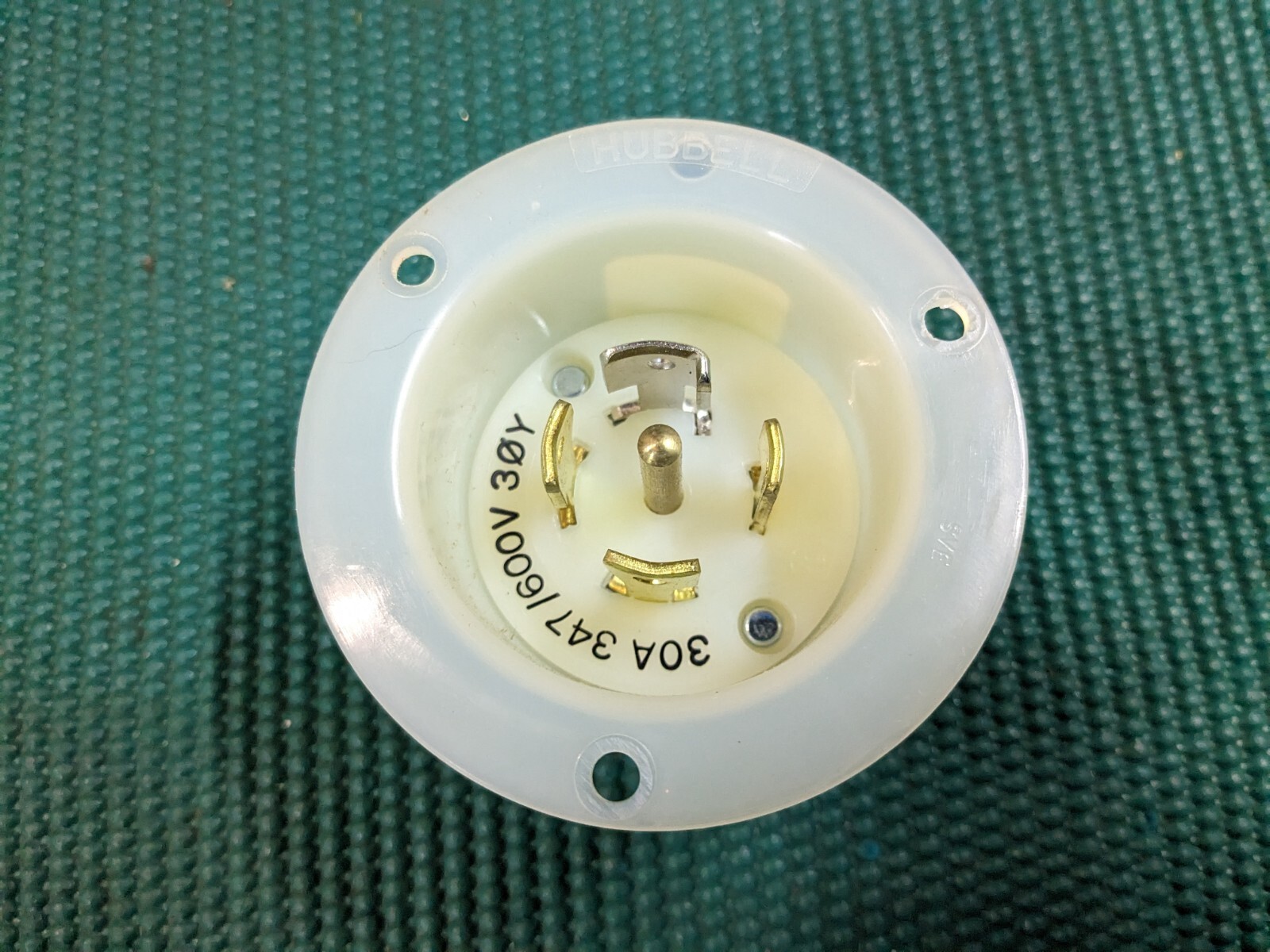HUBBELL 2835 Flanged Inlet Nylon Twist-Lock 4 Pole 5 Wire 30A 3 Phase Y 347/600V