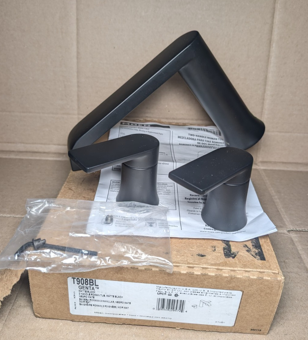Moen T908BL Genta Two Handle Roman Tub Faucet Matte Black Trim Only