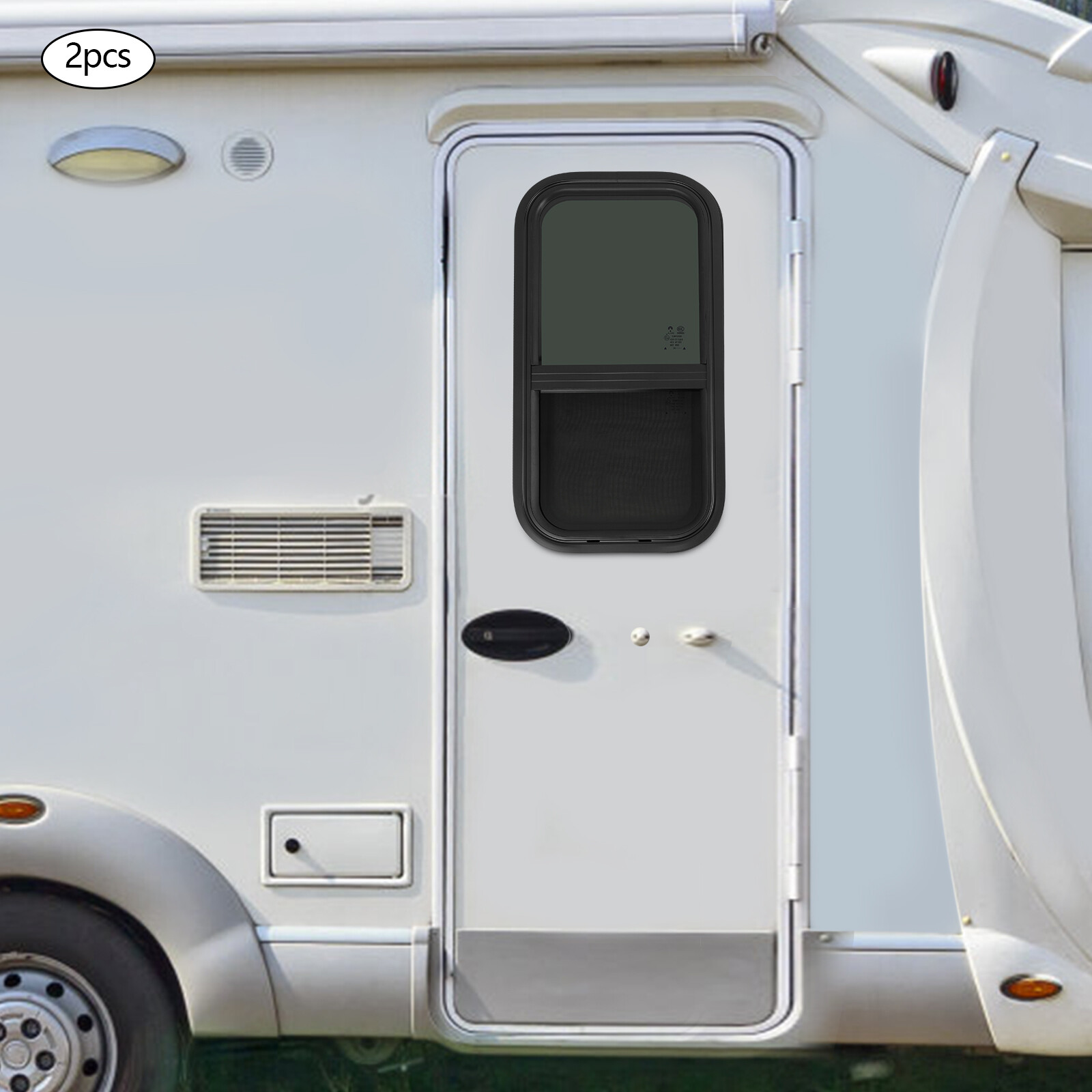 2 Pack 12 x 24 in Wall Vertical Sliding RV Window Cargo Trailer w/ Trim Ring