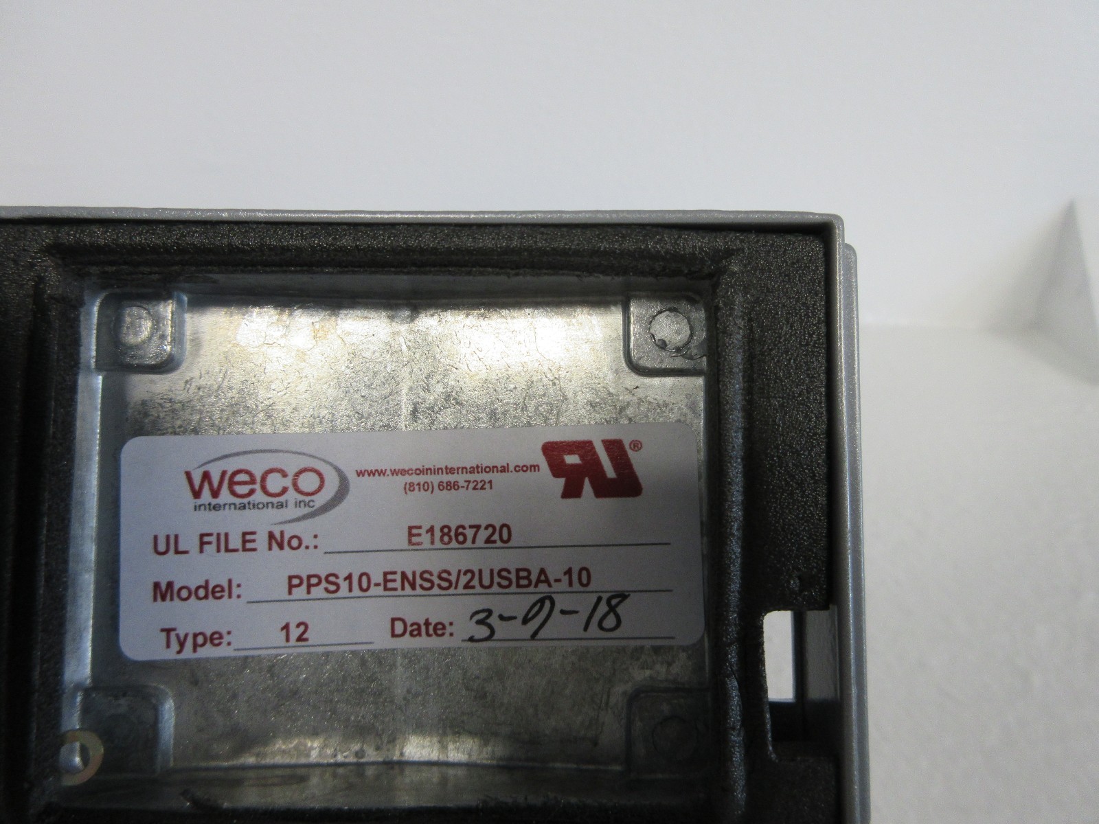 WECO PPS10-ENSS/2USBA-10 NEW CAT5E PORT / 2 USB / OUTLET DEVICE PPS10ENSS2USBA10