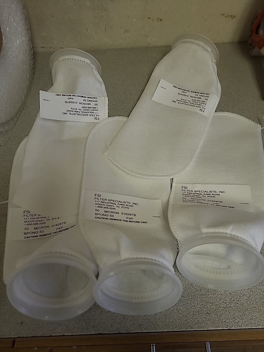 NEW FSI Polypropylene Filter Bags BPONG50P4P 50-Micron, Lot of 5 *FREE SHIP*