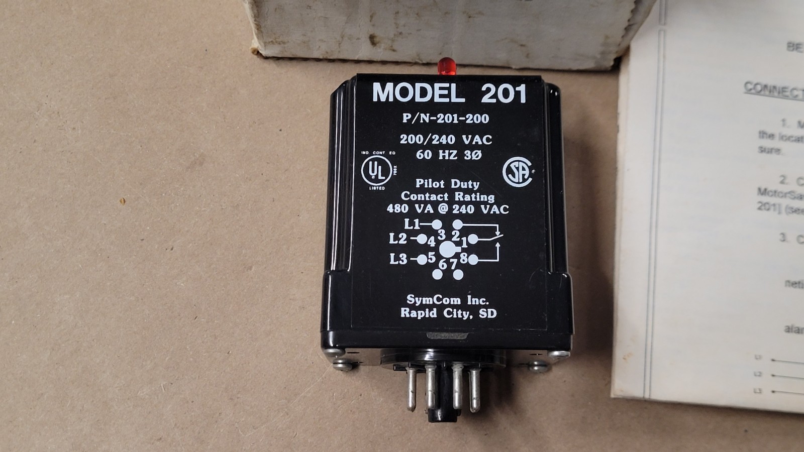 SymCom MotorSaver 201-200 3 Phase Motor Protector 200/240VAC