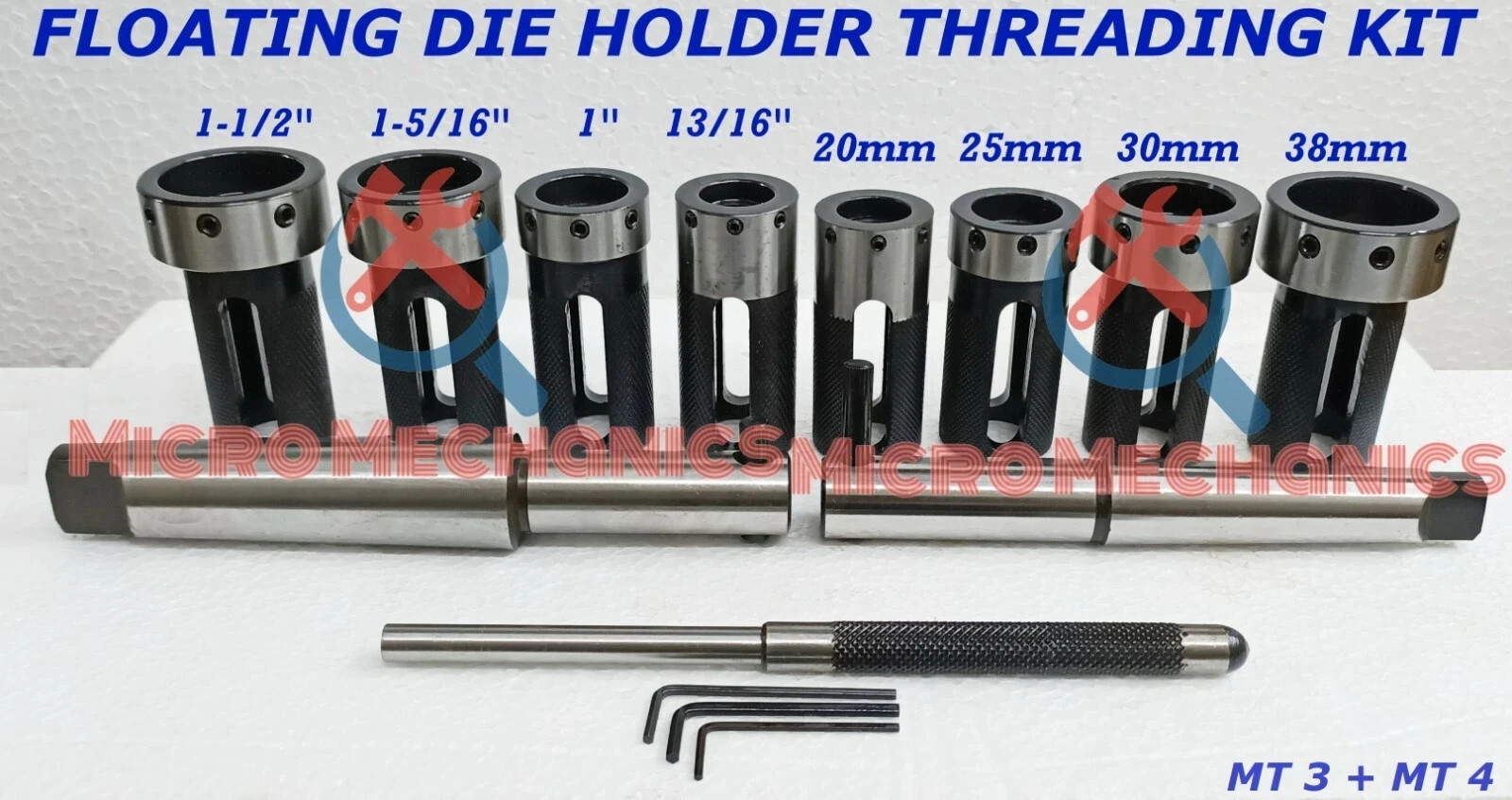 3MT 4MT Lathe Tailstock Die Holder Set Floating Type Shank Lathe Threading Kit