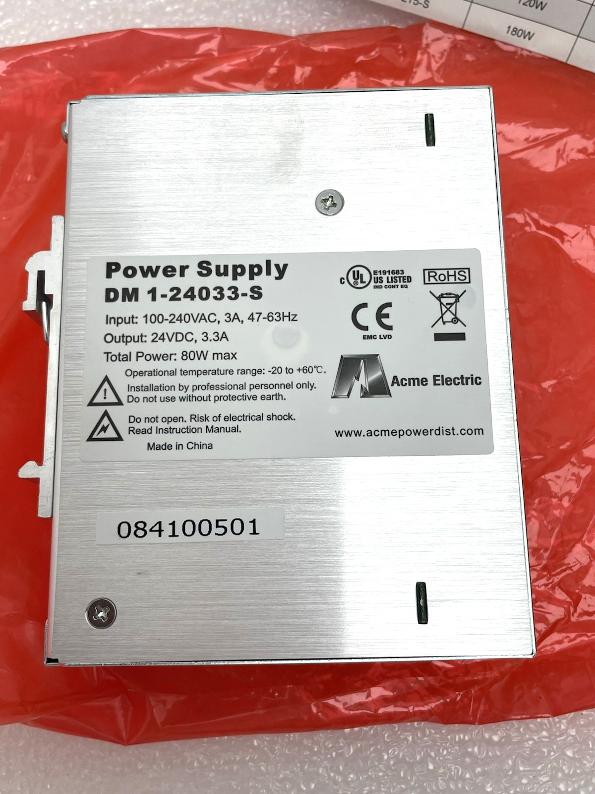 NEW ACME DM124033S POWER SUPPLY 100-240VAC 3A 47-63Hz 24VDC 3.3A 80W DM1-24033-S
