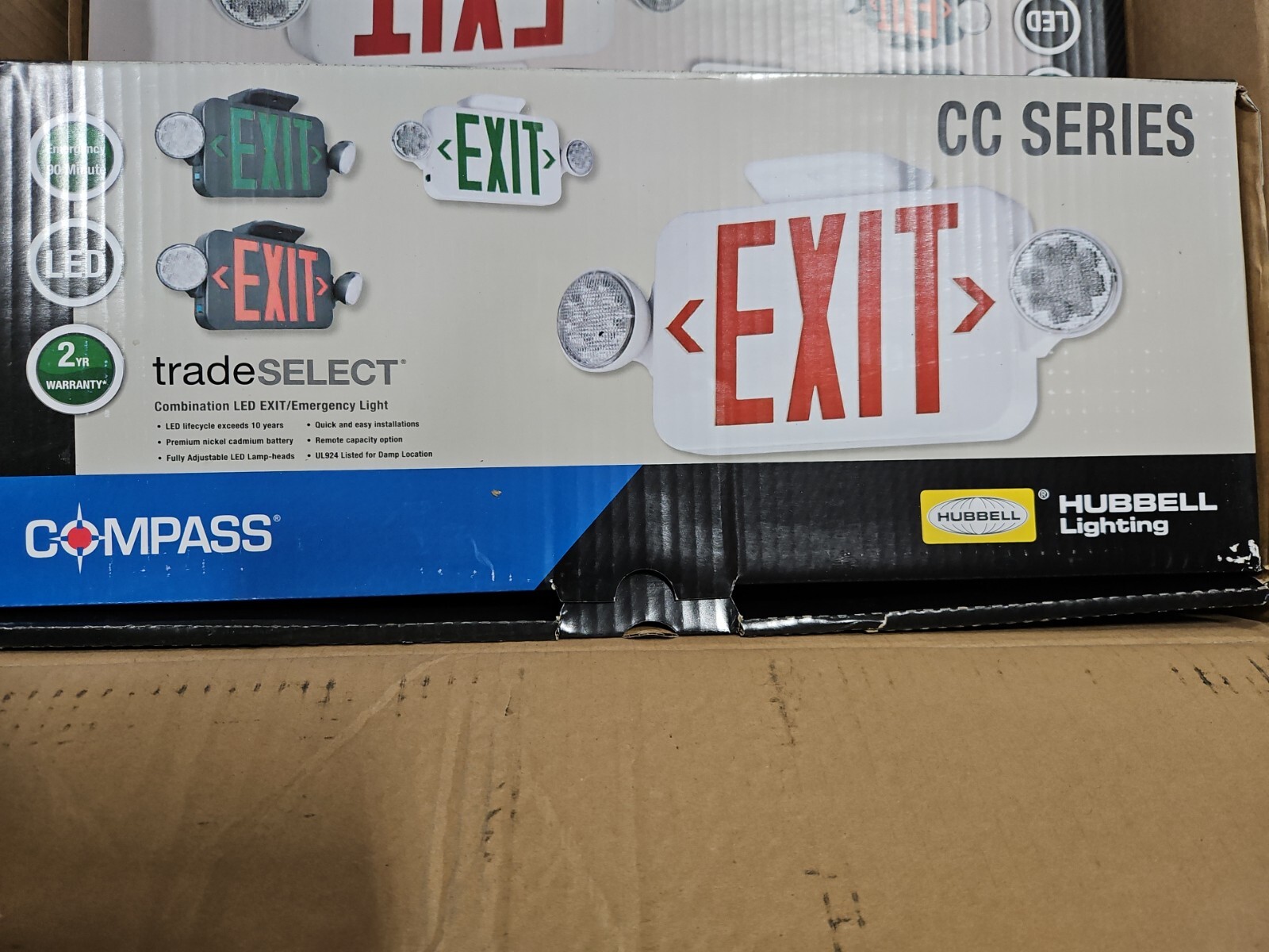 UNUSED COMPASS CCRRC CC SERIES COMBINATION LED EXIT/EMERGENCY LIGHT 120/277V