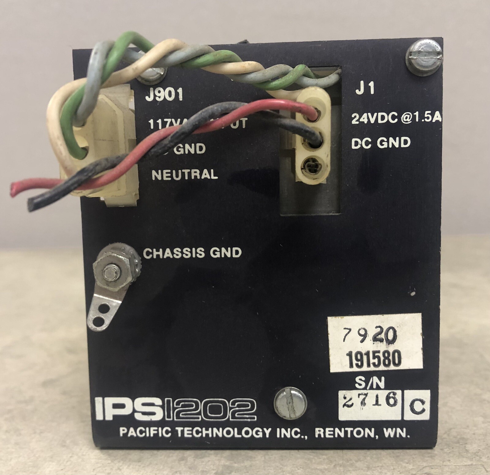 PACIFIC TECHNOLOGY IP1202 POWER SUPPLY 24VDC 1.5A