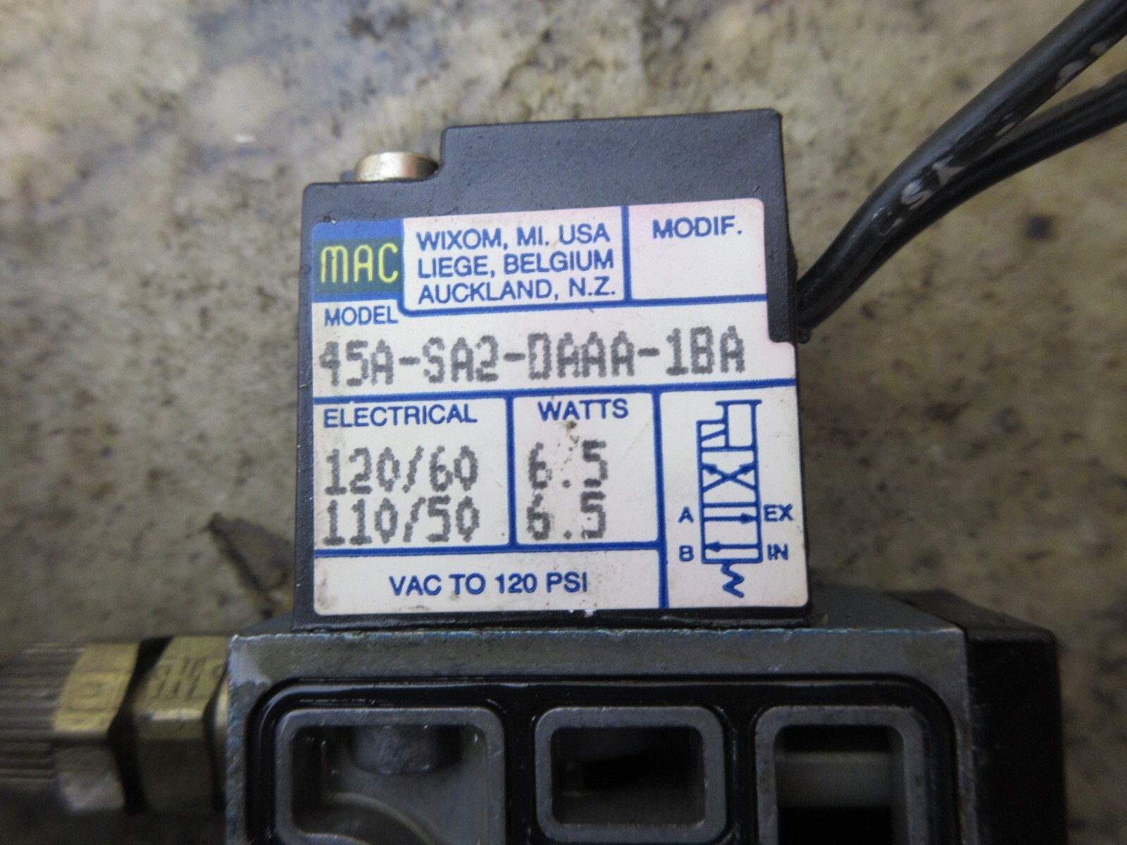 MAC VALVE 45A-SA2-DAAA-1BA 120/60 110/50 6.5W