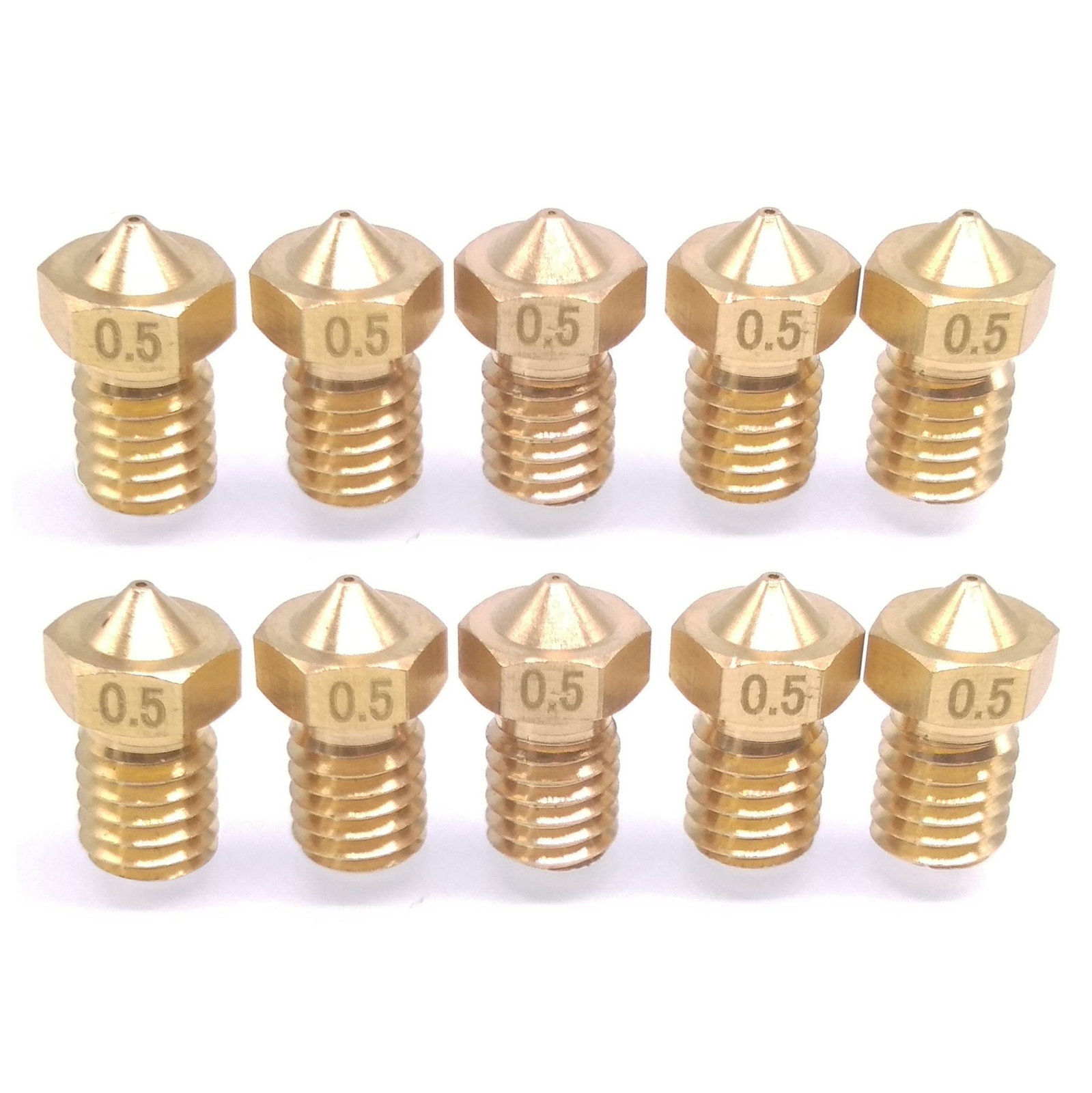10pcs 3D Printer Extruder Brass Nozzle 0.5mm M6 Thread 1.75mm For E3D