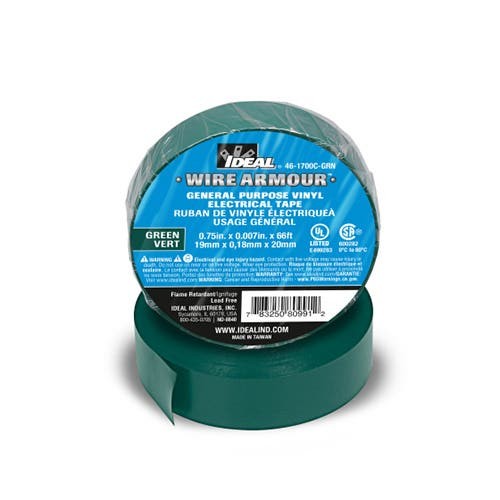 IDEAL Electrical 46-1700C-GRN GP Color Tape, 3/4 In x 66 Ft, Green