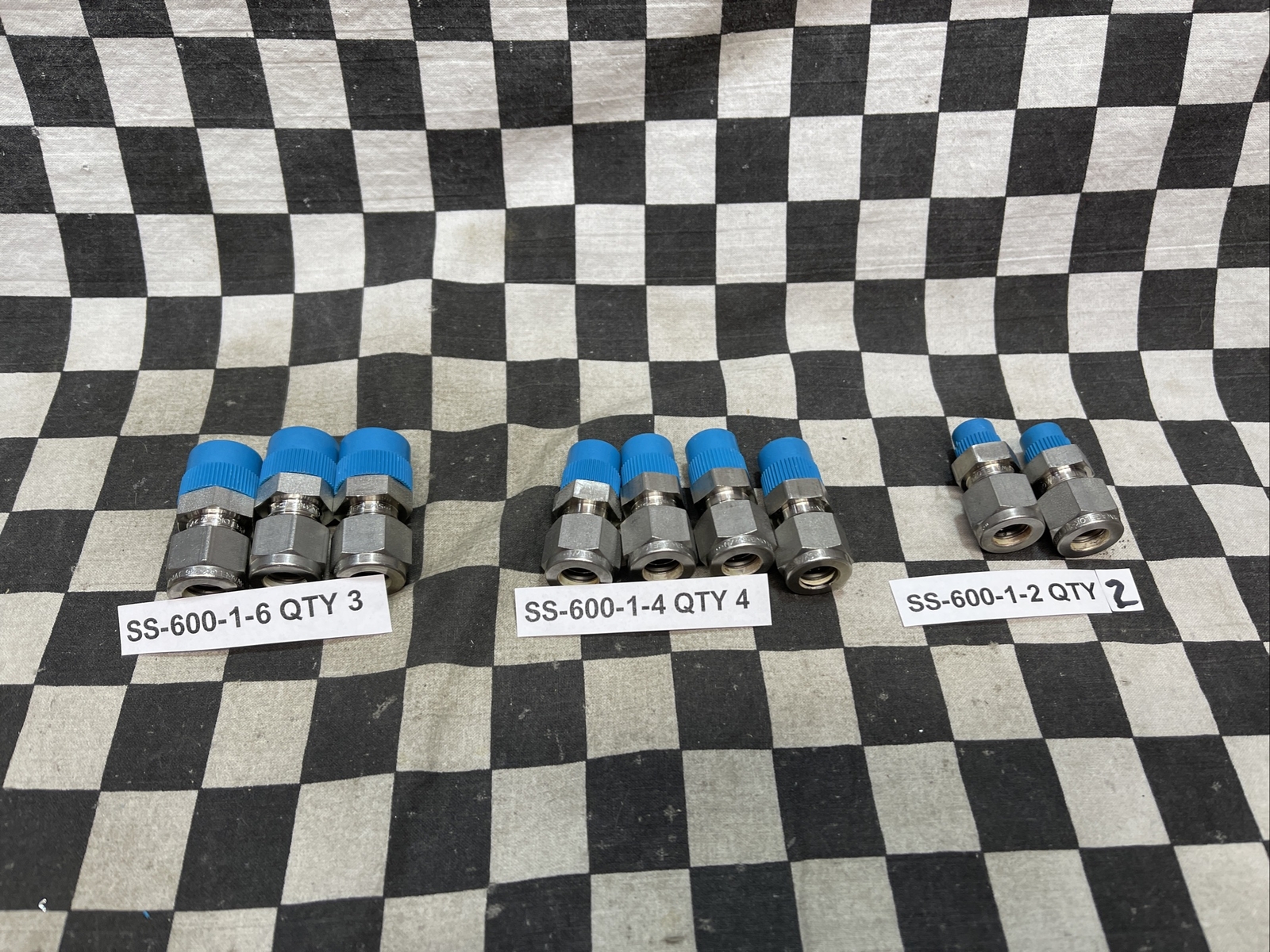 SWAGELOK MALE CONNECTOR, SS-600-1-2, SS-600-1-4, SS-600-1-6, LOT OF 9 #1229V1