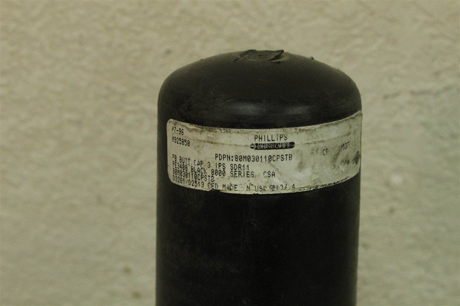 Phillips Driscopipe PB Butt Cap 3IPS SDR11 80M030110CPSTB *FREE SHIPPING*