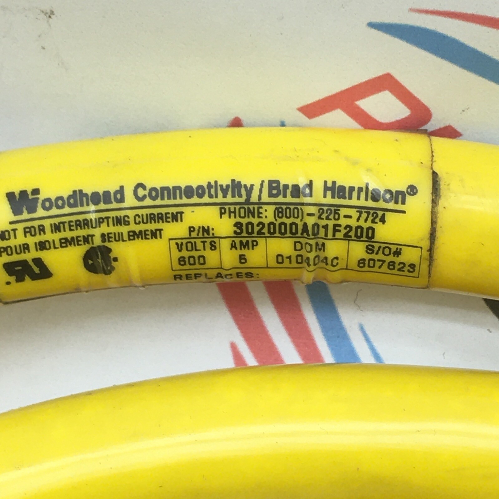 DANIEL WOODHEAD 302000A01F200 20’ CONNECTOR CABLE 12P F Straight to Flying