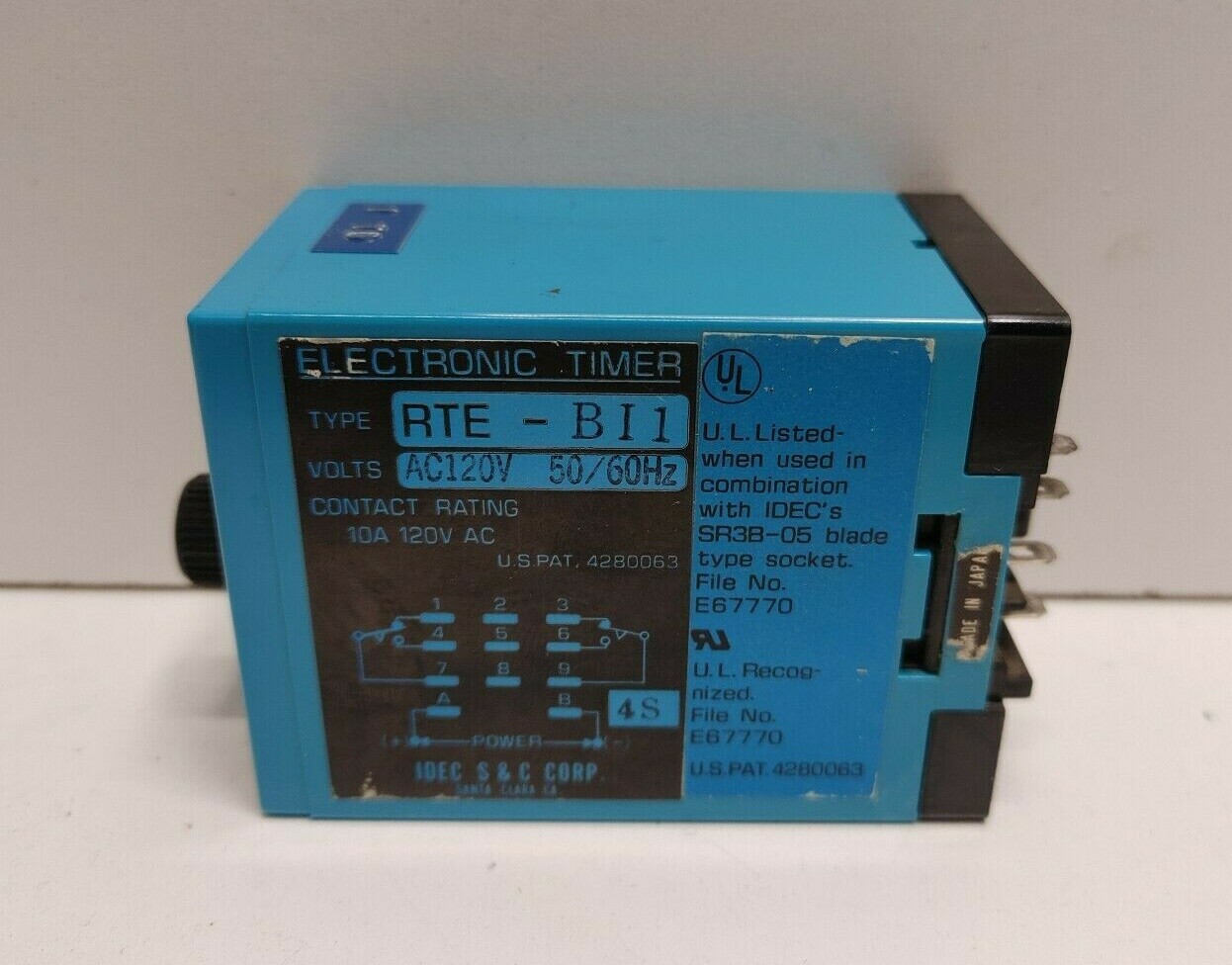 GUARANTEED! IDEC 120V 10A 0.1-10 MIN ELECTRIC TIMING RELAY RTE-B11-AC120
