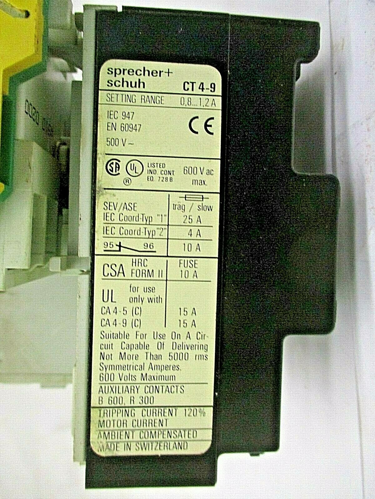 Sprecher + Schuh CT4-9 CA7-16-10 CA4-9 CRC7-280 Finder Type 55.34 A4389ISU