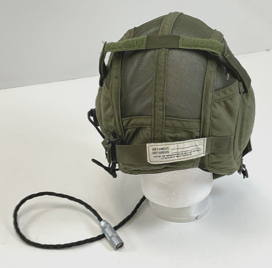 Vintage Gentex HGU-14A/P USGI Military Soft Crewman Helmet W/Boom Mic LG Headset