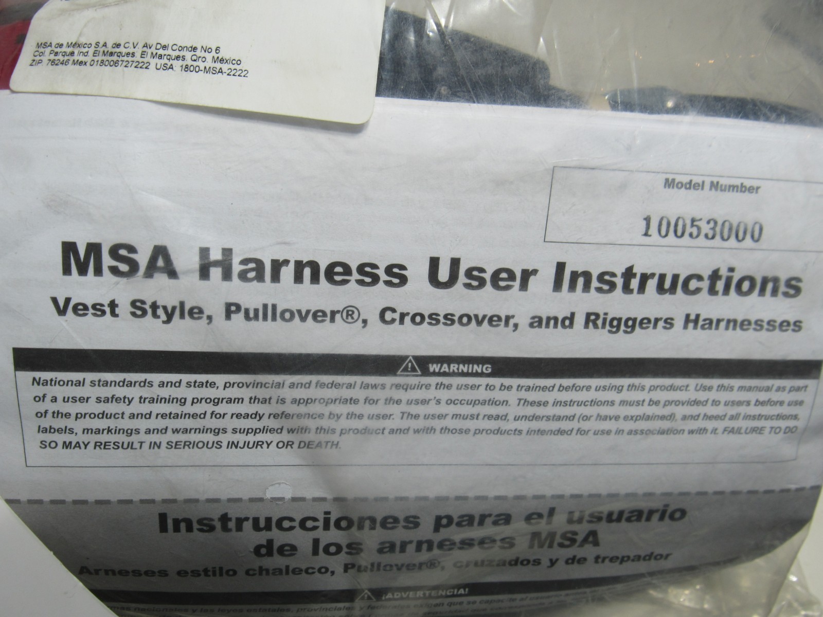 MSA TechnaCurv Full-Body Harness – Standard Vest-Type With Shoulder Pad 10053000