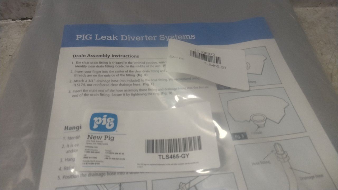 Pig TLS465-GY 12 Ft x 12 Ft 3.33 GPM Drainage Rate Roof Leak Diverter