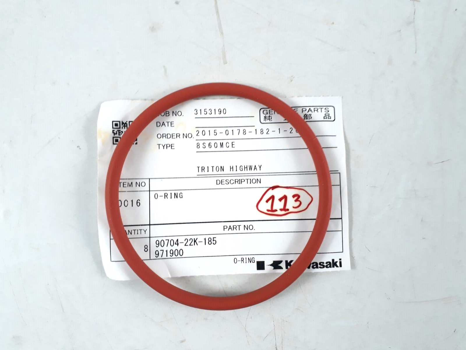 O-Ring P/N 90704-22K-185 971900 For Kawasaki 8S60MCE Genuine Parts (PACK 6)