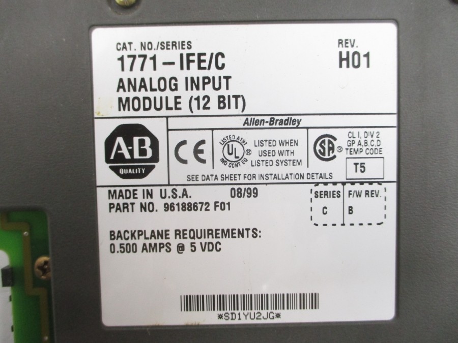 INDUSTRIAL SPARE PART 1771-IFE SER. C F/W B 5VDC 0.500A REV. H01 UNMP