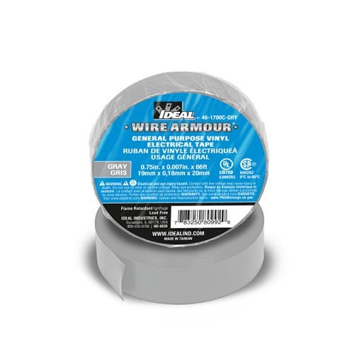 IDEAL Electrical 46-1700C-GRY GP Color Tape, 3/4 In x 66 Ft, Gray