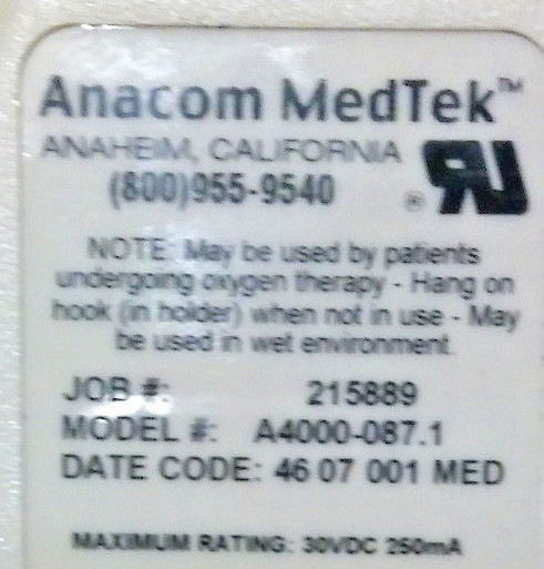 1 USED ANACOM MEDTEK A4000-087.1 BED REMOTE ***MAKE OFFER***