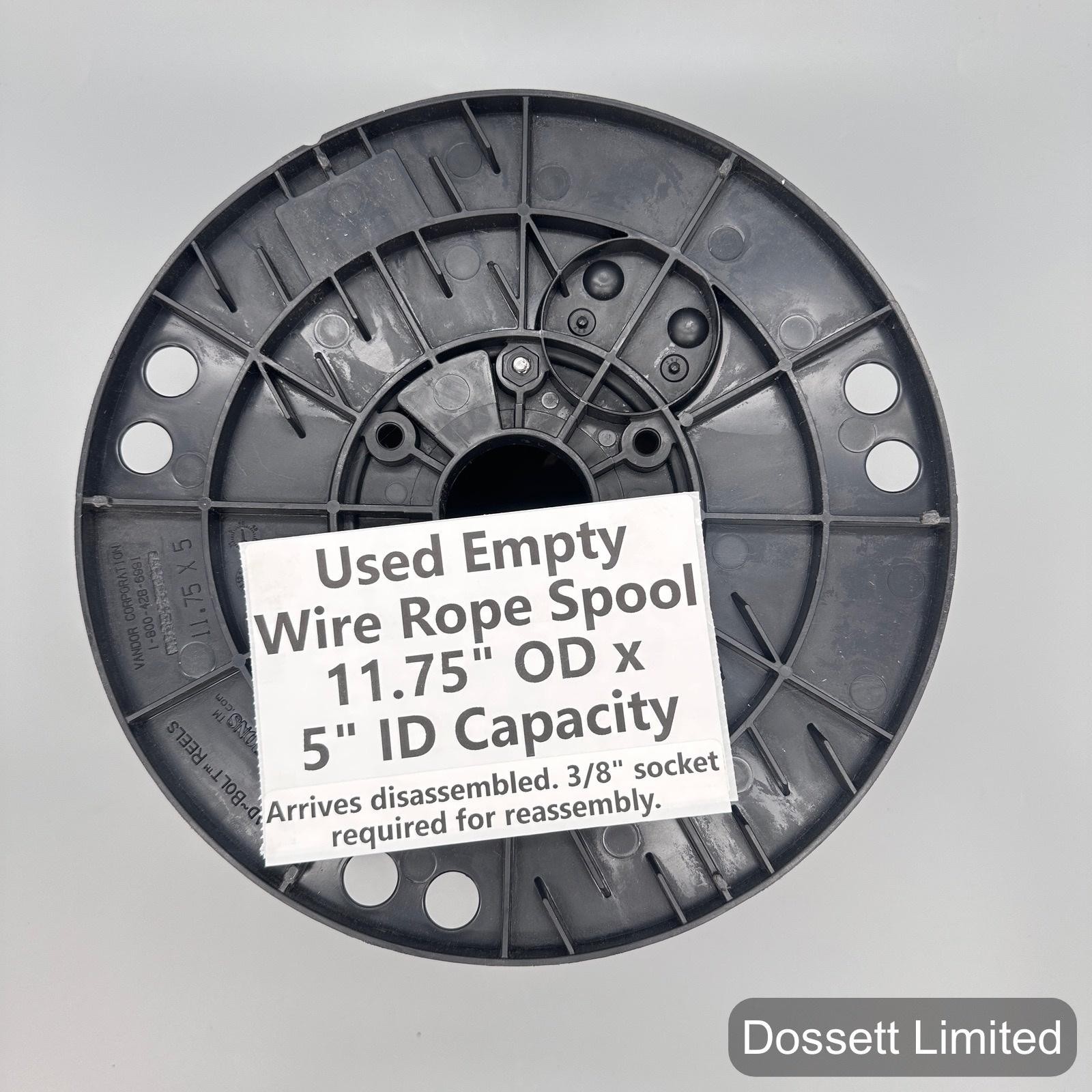 Empty Wire Rope Spool 11.75″ OD 5″ ID Plastic Cable Reel Industrial