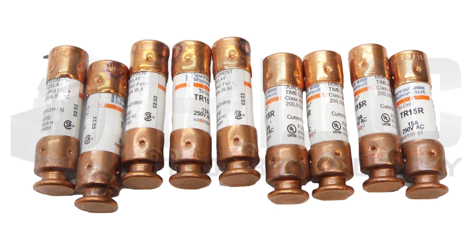 NEW BOX OF 9 MERSEN TR15R FUSE 250VAC 15A