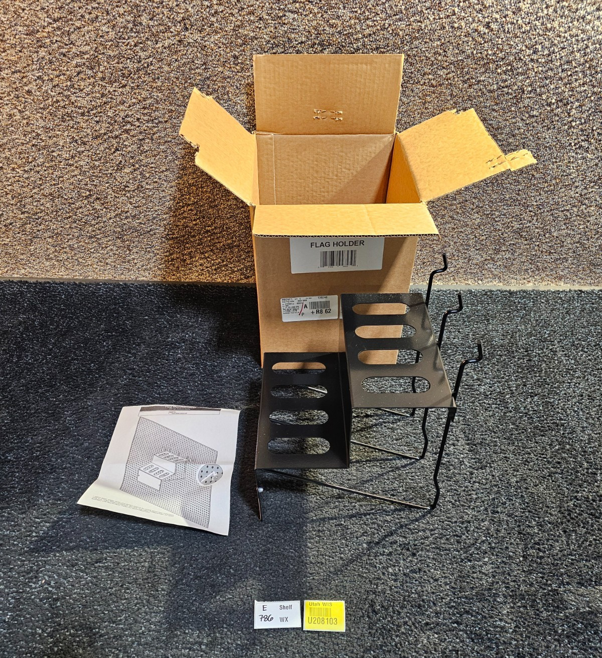 CH Hanson 99825 Black Metal 2 Tier Stake Flag Holder Rack 14″H X 11″W X 11″D