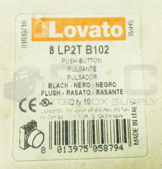 NEW BOX OF 8 LOVATO 8 LP2T B102 PUSH BUTTON BLACK *READ*