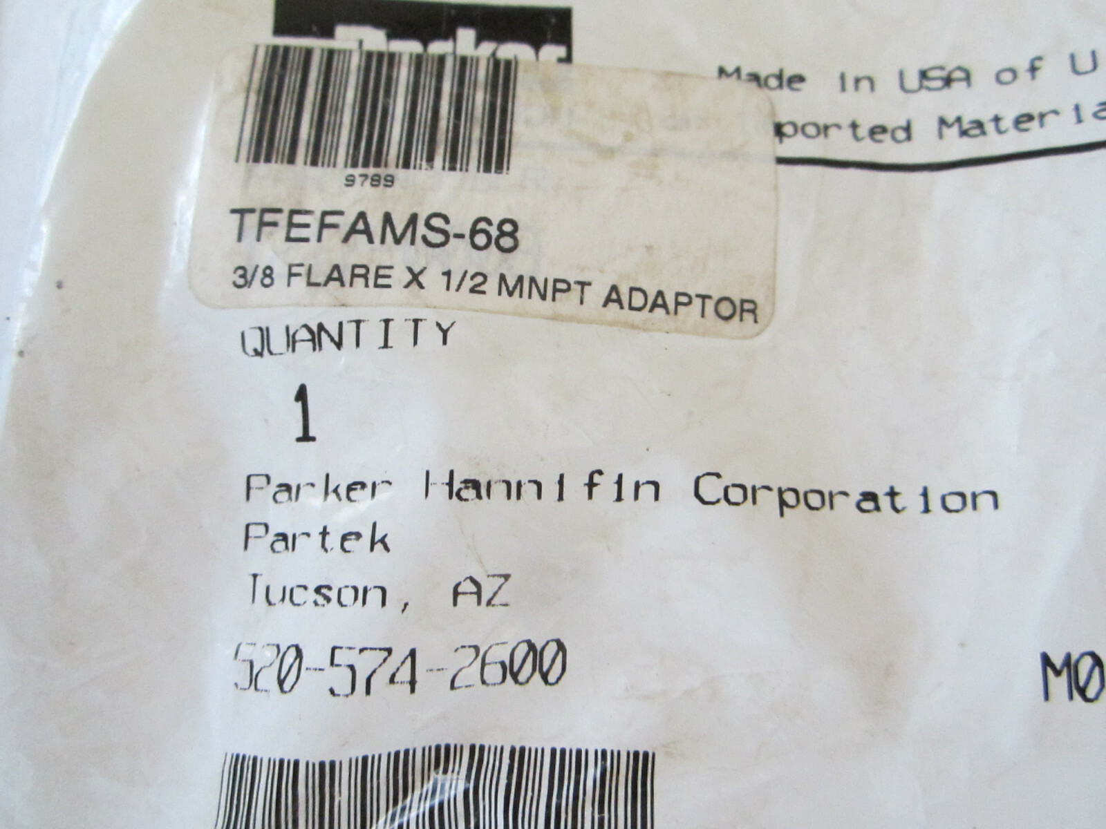PARKER HANNEFIN TFEFAMS-68 3/8″x1/2″ MNPT FLARE ADAPTER