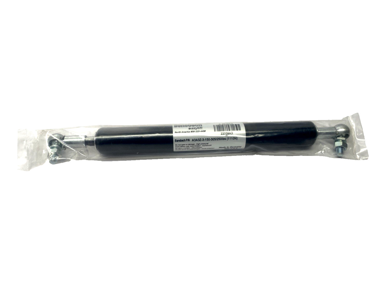 Bansbach A3A3Z-3-150-305/250lbs Gas Spring, 5-29/32″ Stroke, M8 Elbows 22039A3