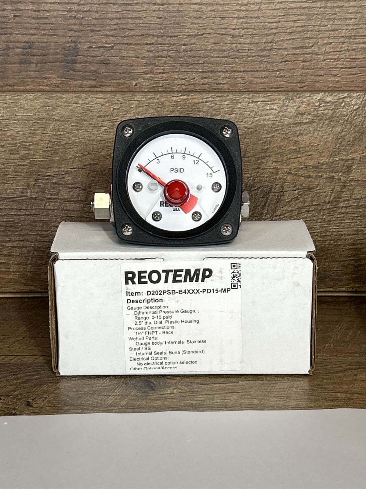 REOTEMP DIFFERENTIAL Pressure Gauge-Part# D202PSB-B4XXX-PD15-MP-NEW