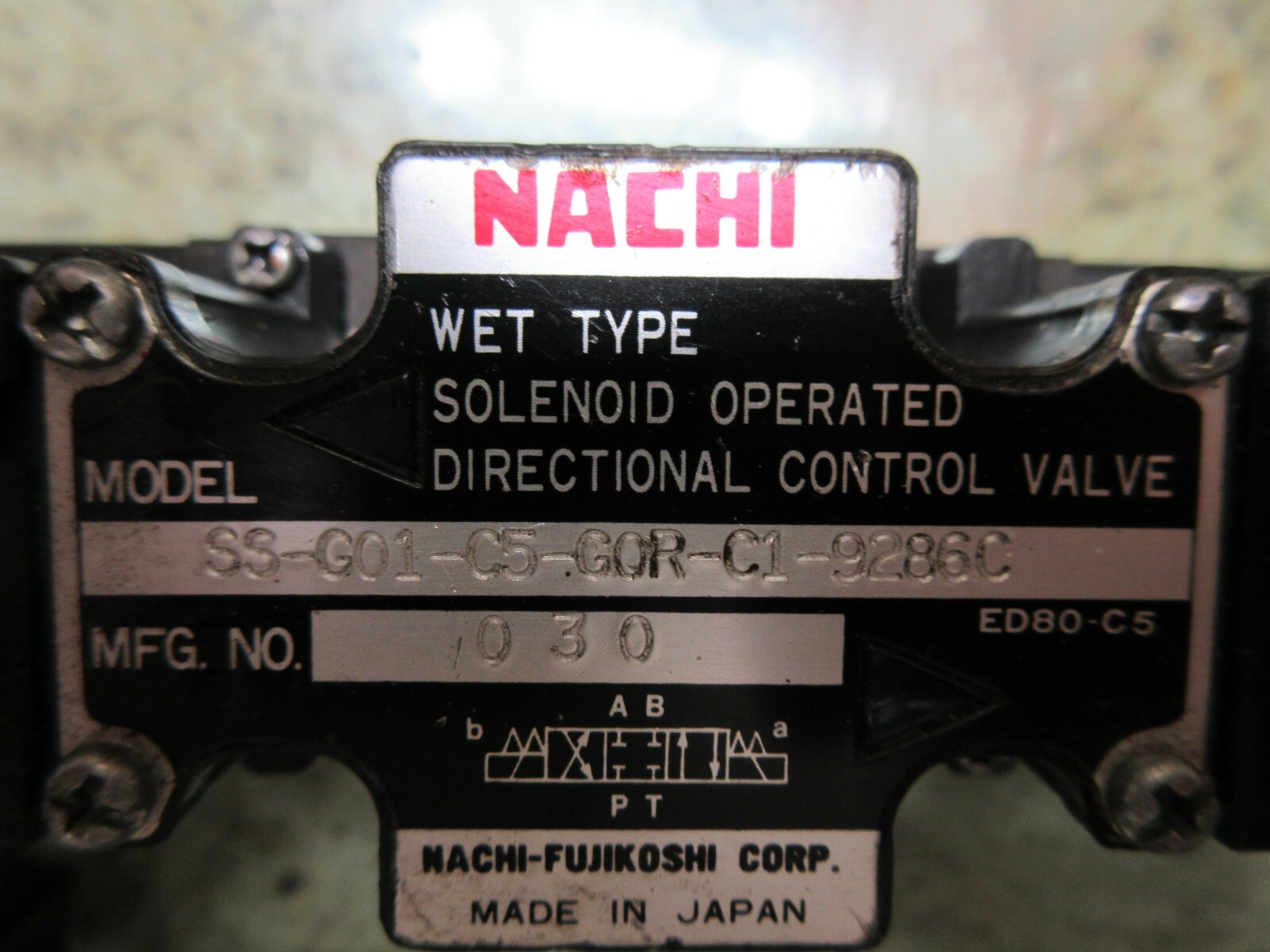 NACHI DIRECTIONAL SOLENOID VALVE SS-G01-C5-G0R-C1-9286C SS-GO1-C5-GOR-C1-9286C