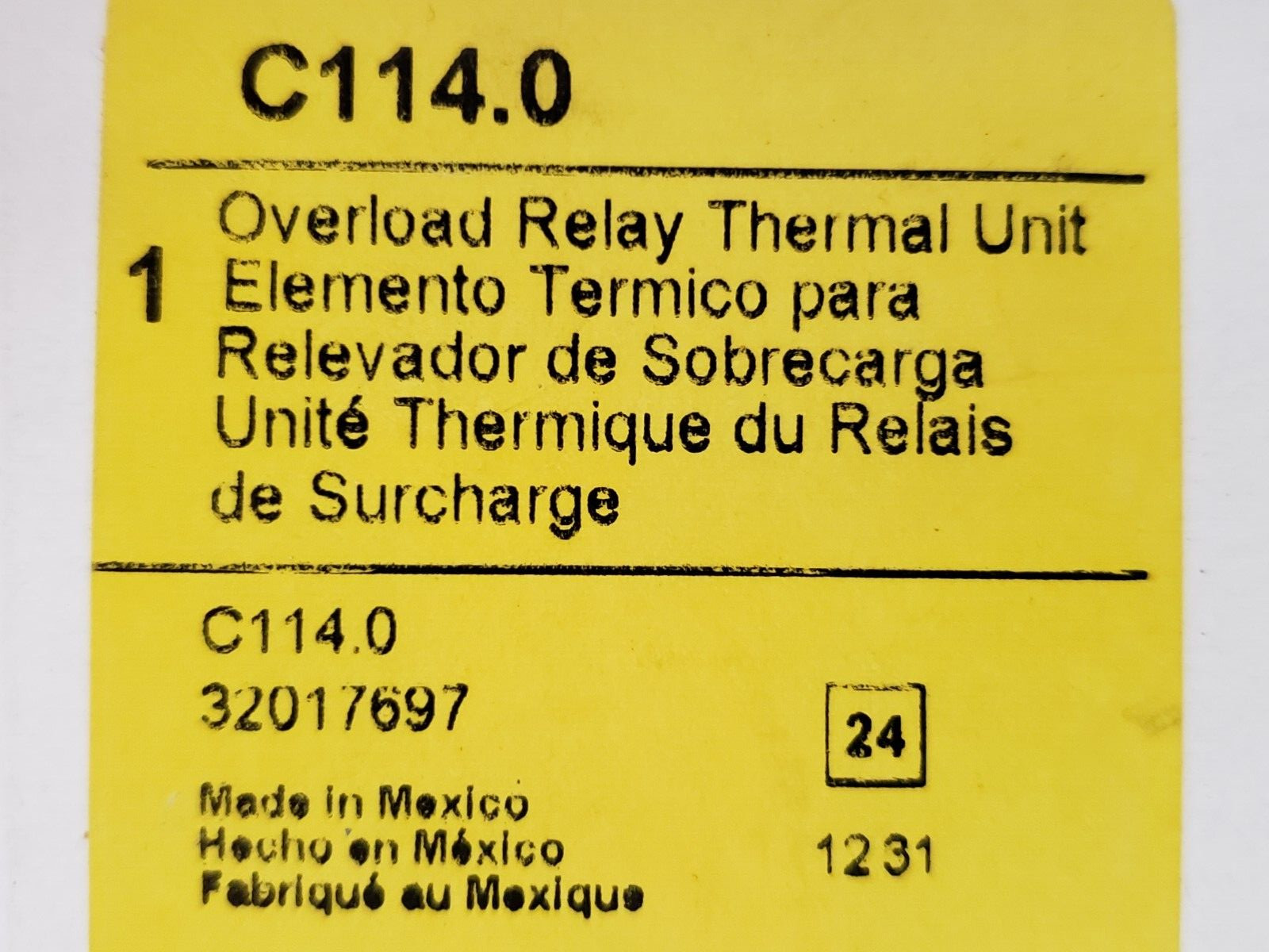 SQUARE D C114.0 OVERLOAD RELAY THERMAL UNIT NIB