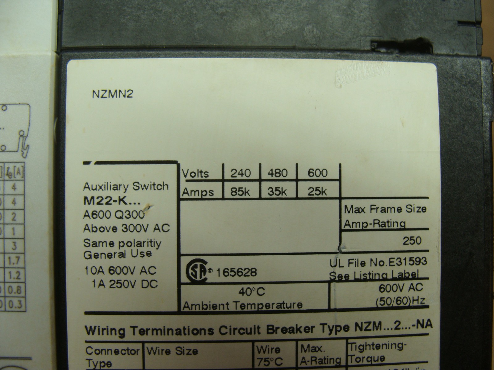 MOELLER 125A CIRCUIT BREAKER NZM2/3-XUHIV 280-525VAC