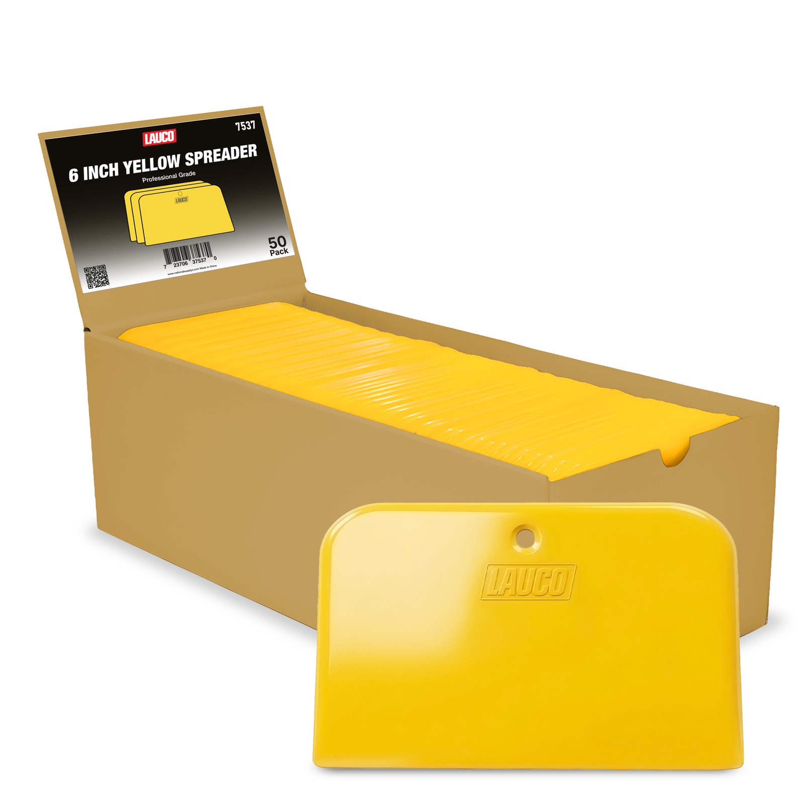 LAUCO Auto Body Filler Yellow Spreaders Pack of 50 Reusable Plastic Spreader, 6″