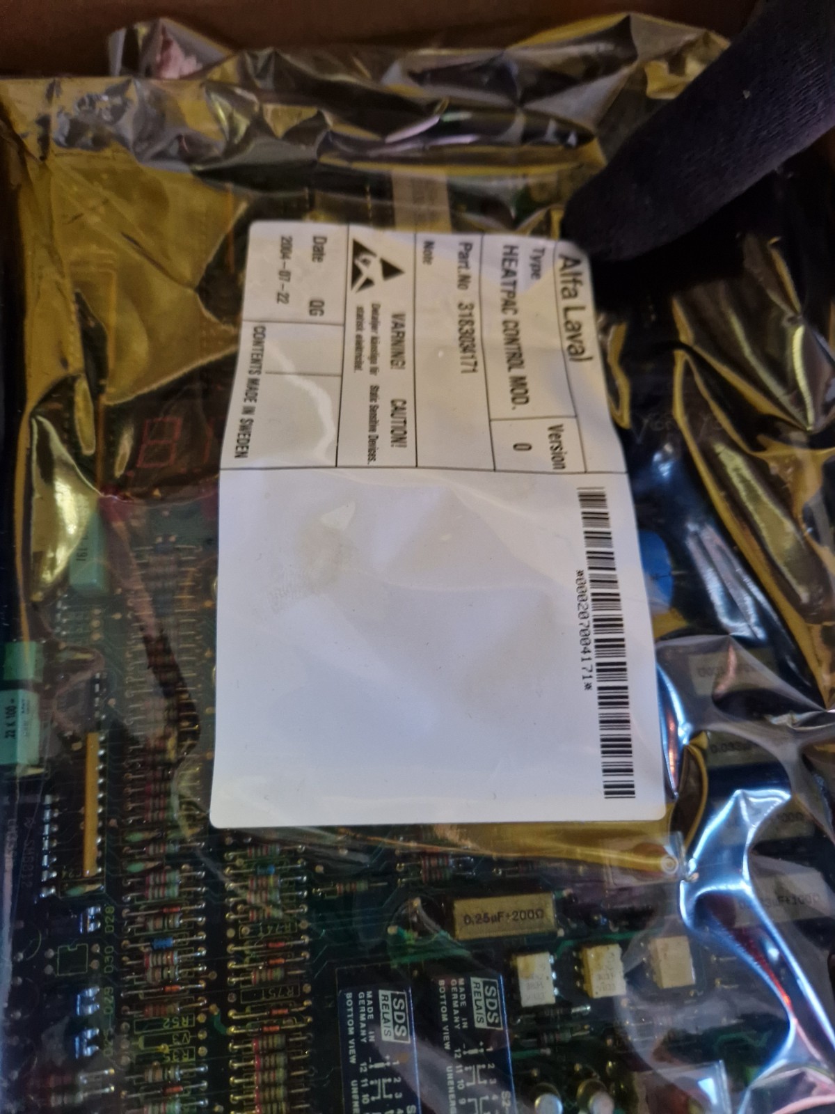 Alfa Laval Heatpac control module 3183034171, EPC400 version 0, card.