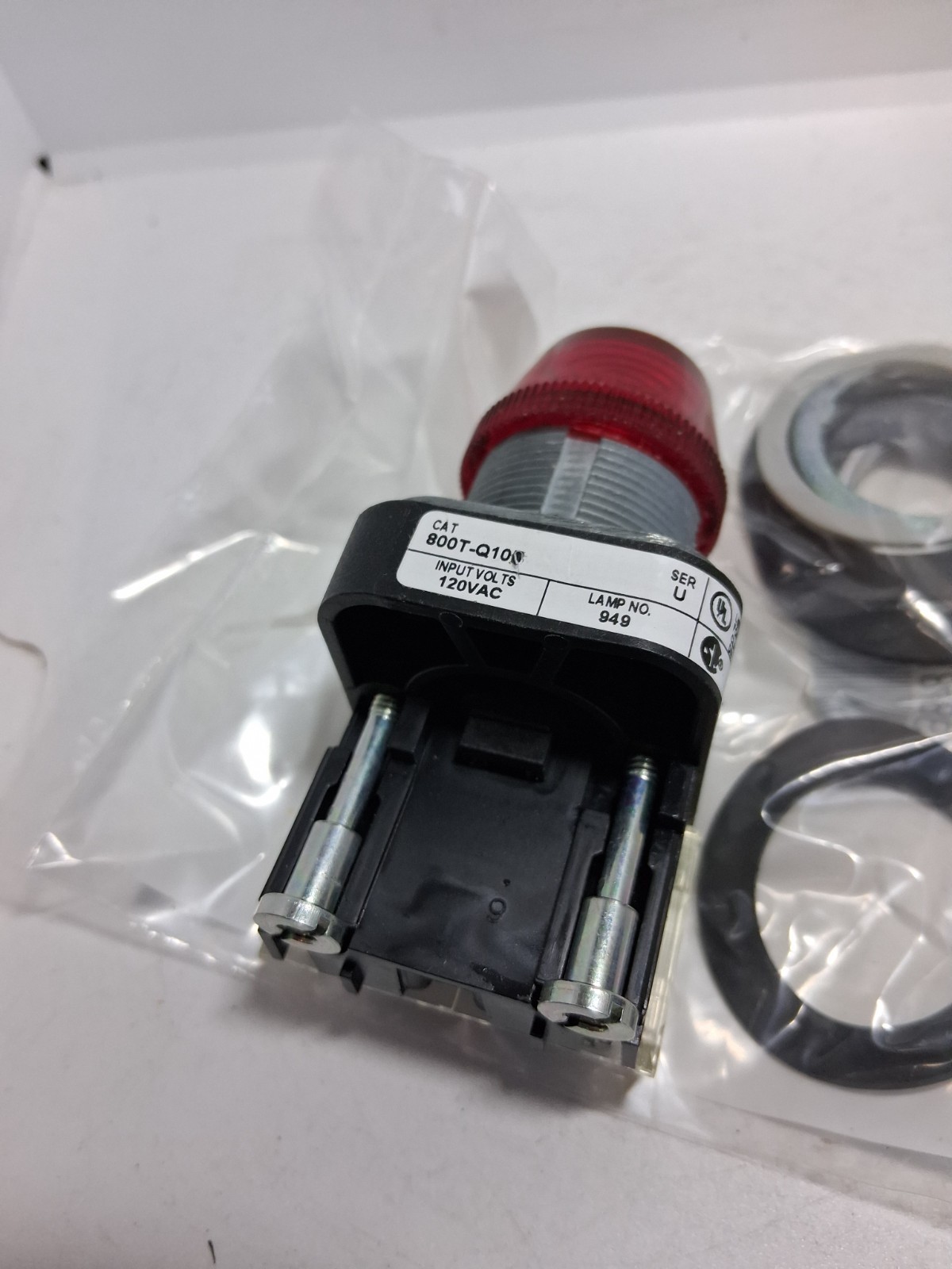 ALLEN BRADLEY 800T-Q10R PILOT LIGHT RED 120V 120VAC/DC SERIES U NNB