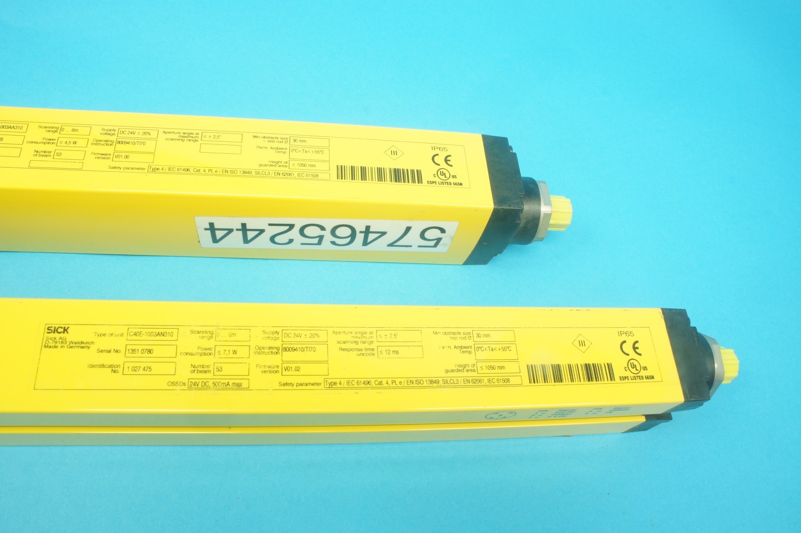 Sick C4000 ECO set of C40S-1003AA310/1027474 and C40E-1003AN310/1027475 24VDC 6m