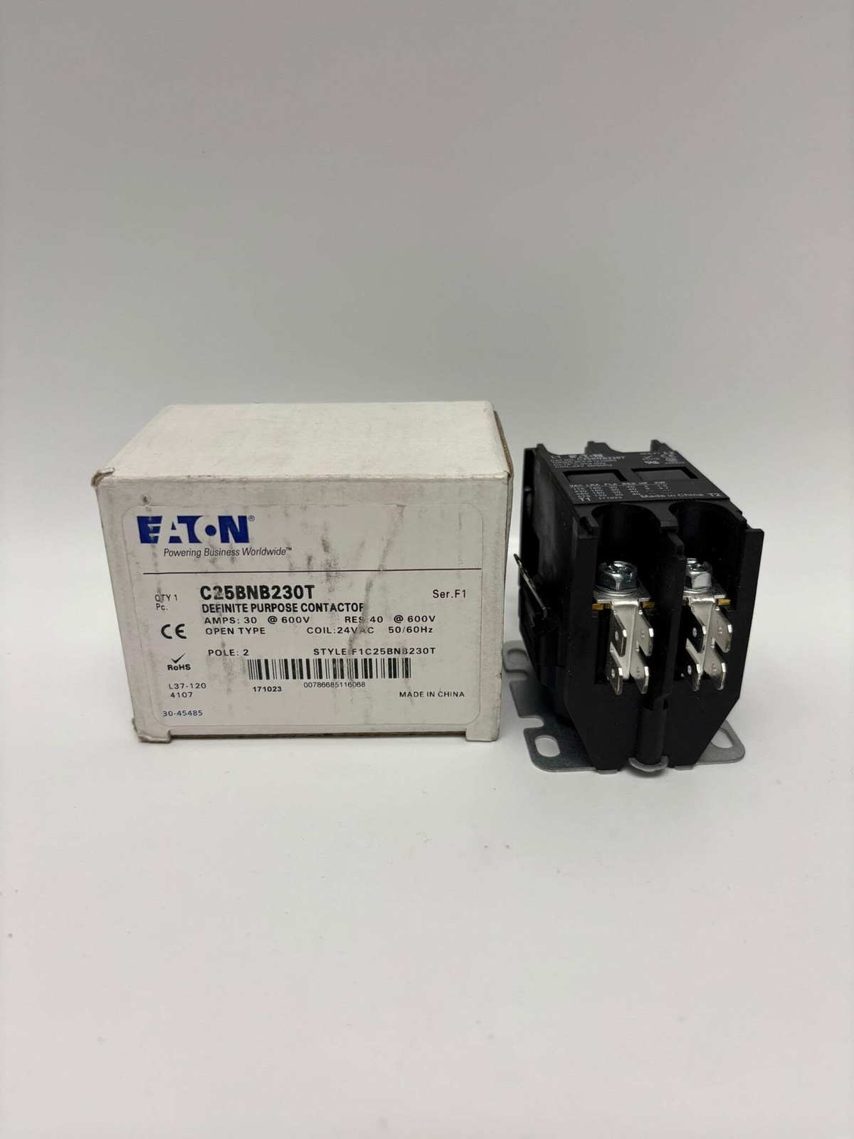2 PACK Eaton C25BNB230T Non Reversing Definite Purpose Contactor 2 P 30A