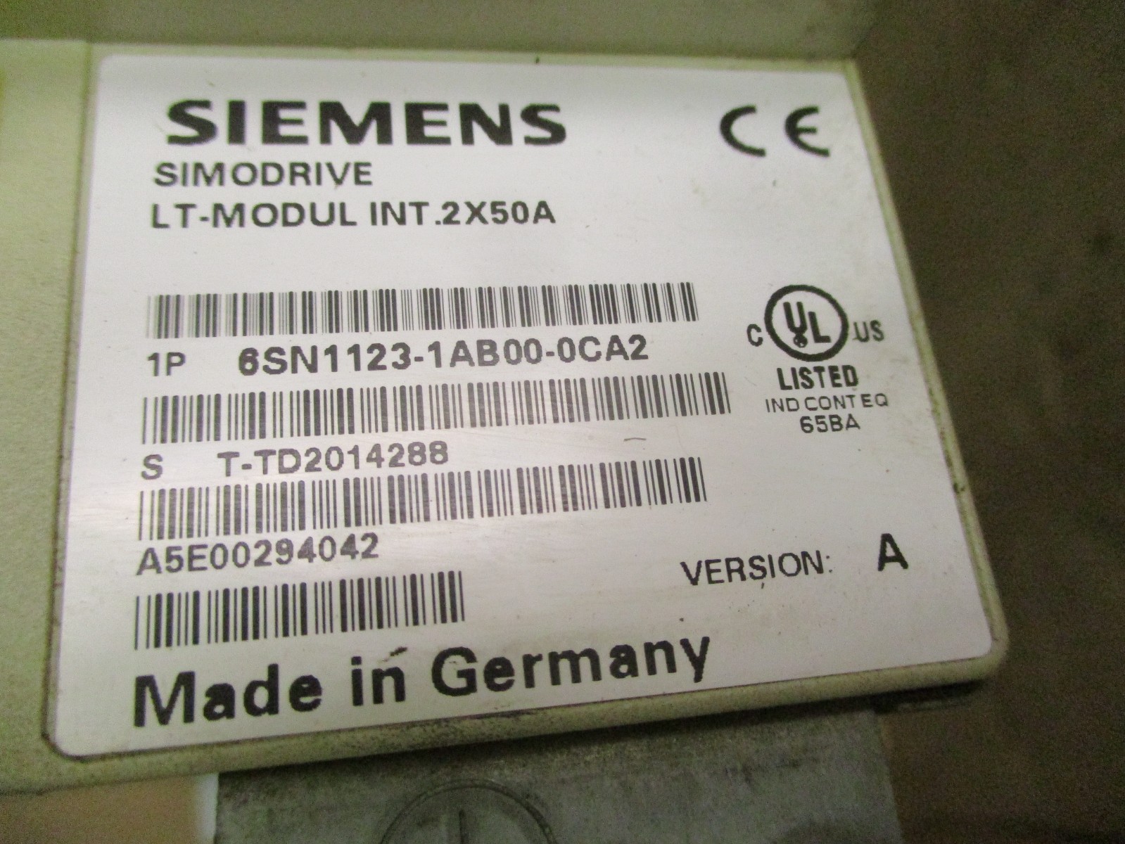 Siemens 6SN1123-1AB00-0CA2 Simodrive LT-Module INT.2X50A Version A 52873HM