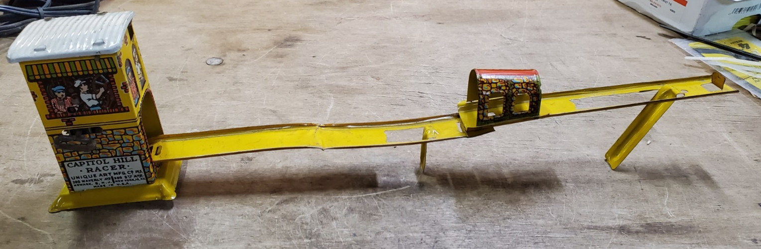 Vintage 1930s Unique Art Capitol Hill Racer Wind-Up Tin Litho Toy for Parts