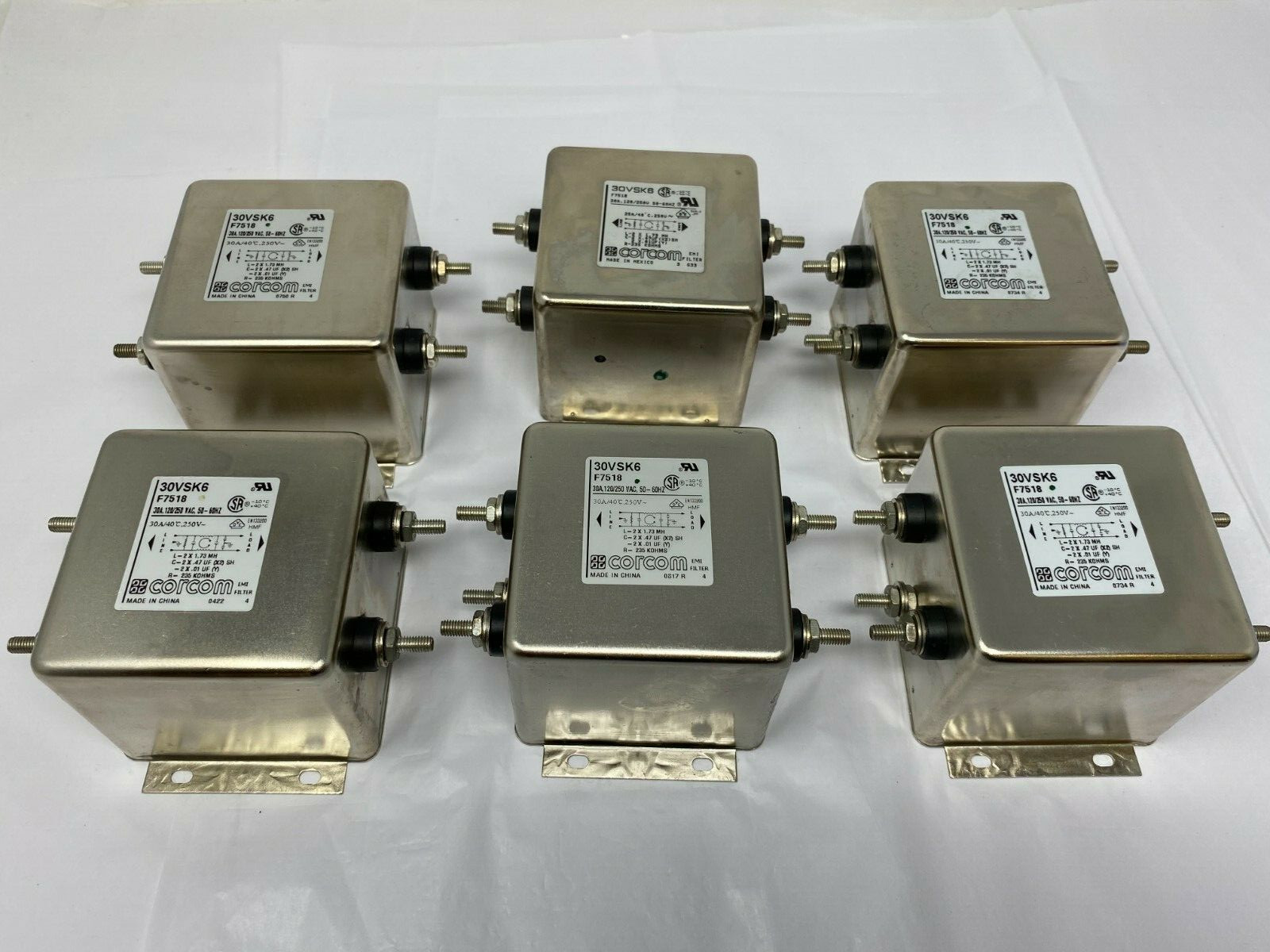 Corcom 30VSK6 Power Line Filter 30A 120/250V 50/60Hz 1-PH Chassis Mount