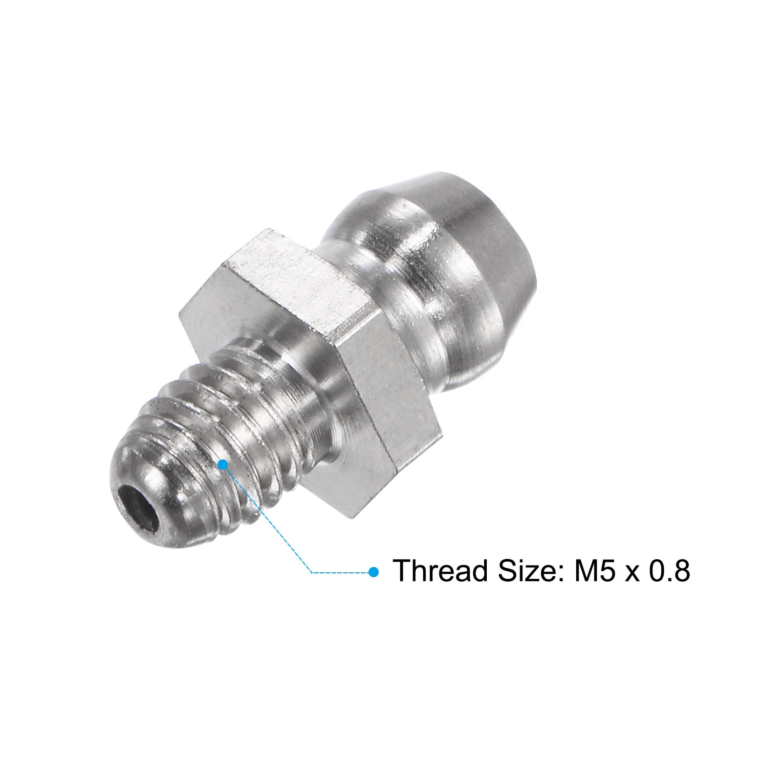 6Pcs Metric Stainless Steel Straight Hydraulic Grease Fitting M5 x 0.8mm Thread